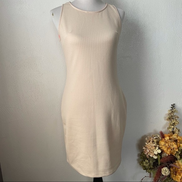 Poetry Beige Textured Stretch Sleeveless Dress M - Picture 1 of 8